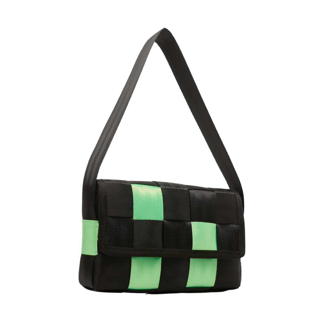 Black and Neon Green Elaine Woven Bag