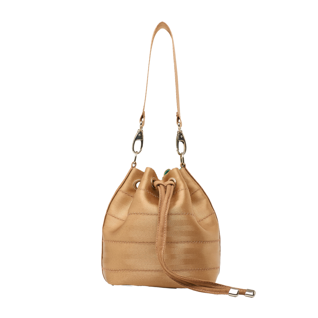 Gold Mini Multiway Seatbelt Backpack Bucket Bag – Belo